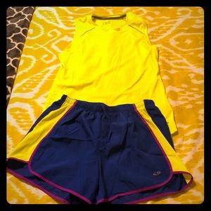 Champion running outfit blue and yellow